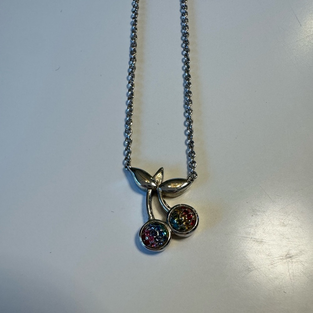 Coach Silver Cherry Necklace with Colorful Accents
